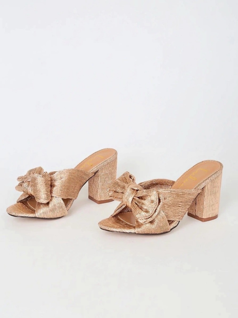 Lulus Dorothea Rose Gold Knotted High Heel Sandals